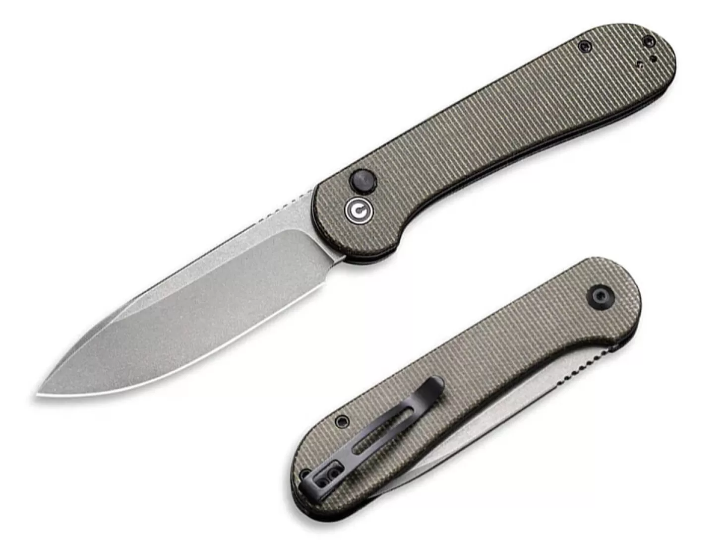 Flash Sale Button Lock Elementum Micarta Dark Green Sammlermesser