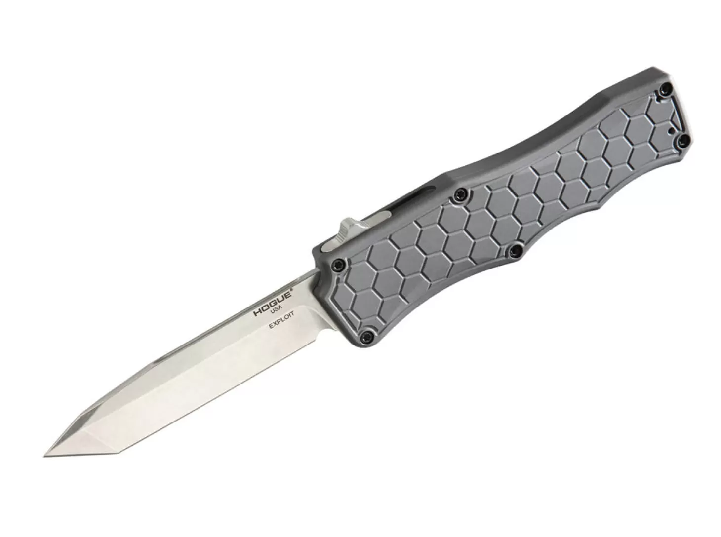 Sale Exploit OTF Automatic 3.5 Tanto Aluminum Grey Tumbled OTF-Messer