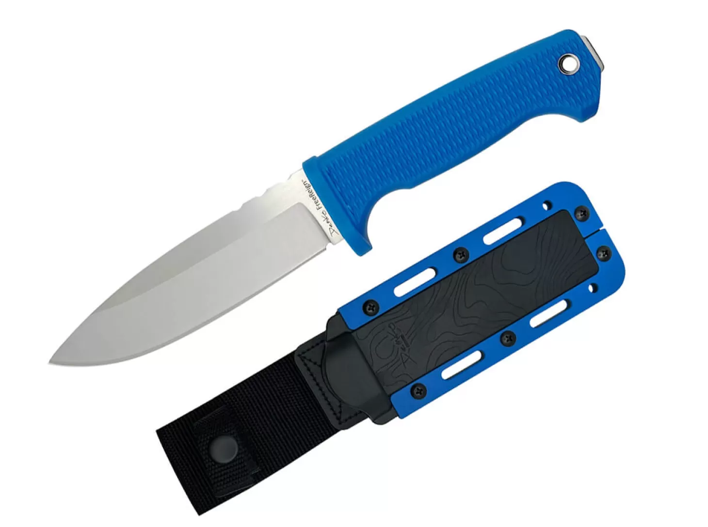 Hot FreeReign Drop Point AUS10A Blue Outdoormesser