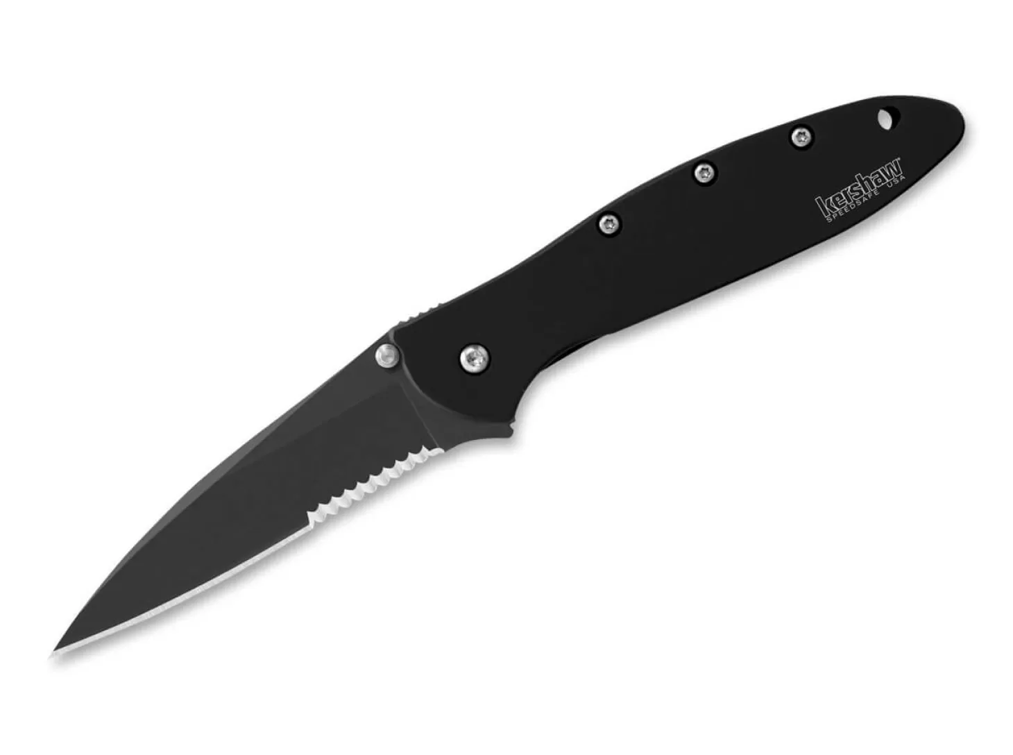 Cheap Leek Black Serrated Sammlermesser