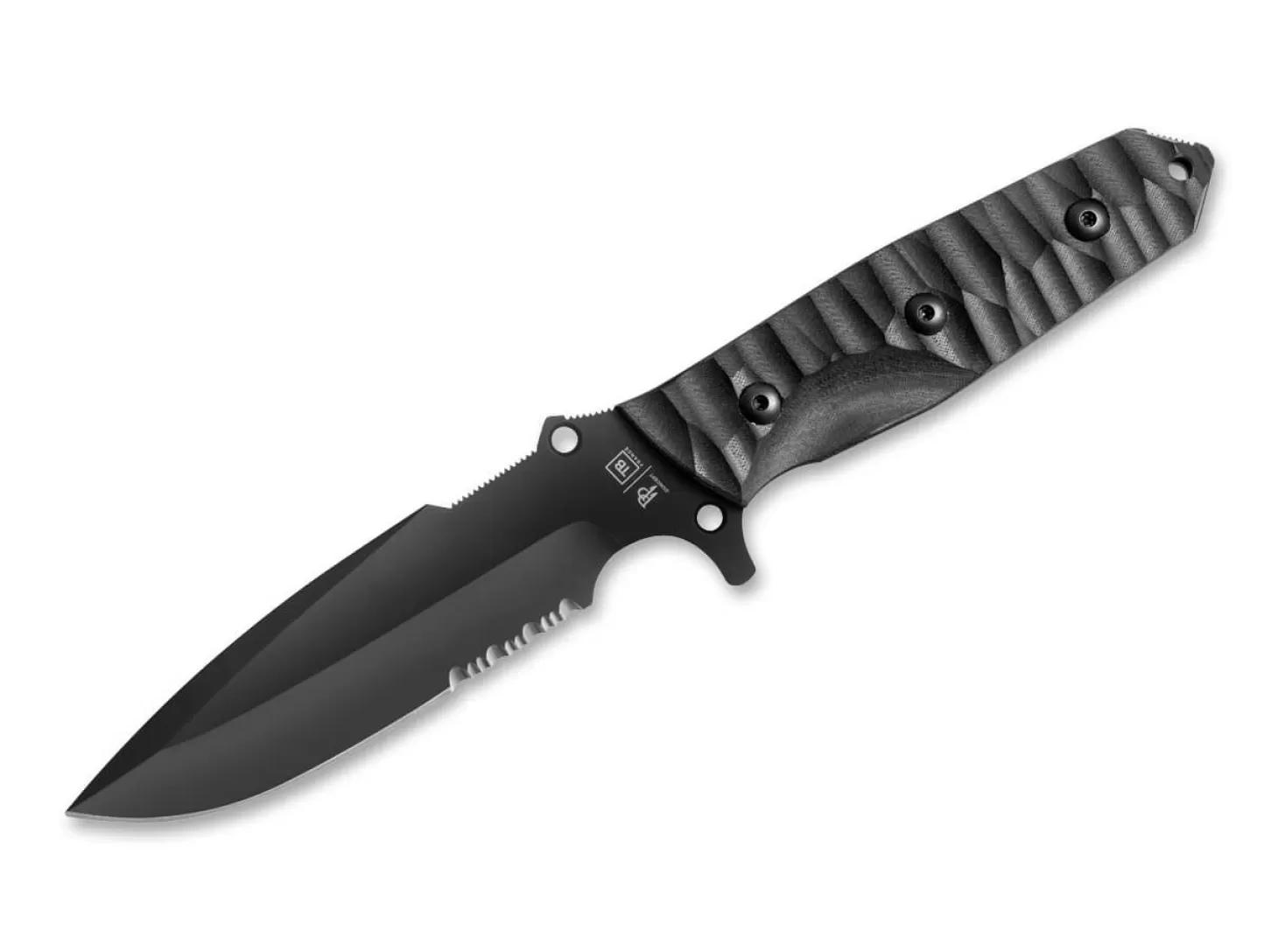 Best Sale Maraudeur G10 Textured Black Serrated Einsatzmesser