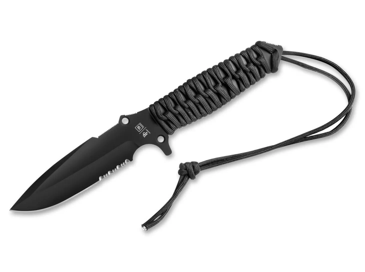 Outlet Maraudeur Paracord Black Serrated Einsatzmesser