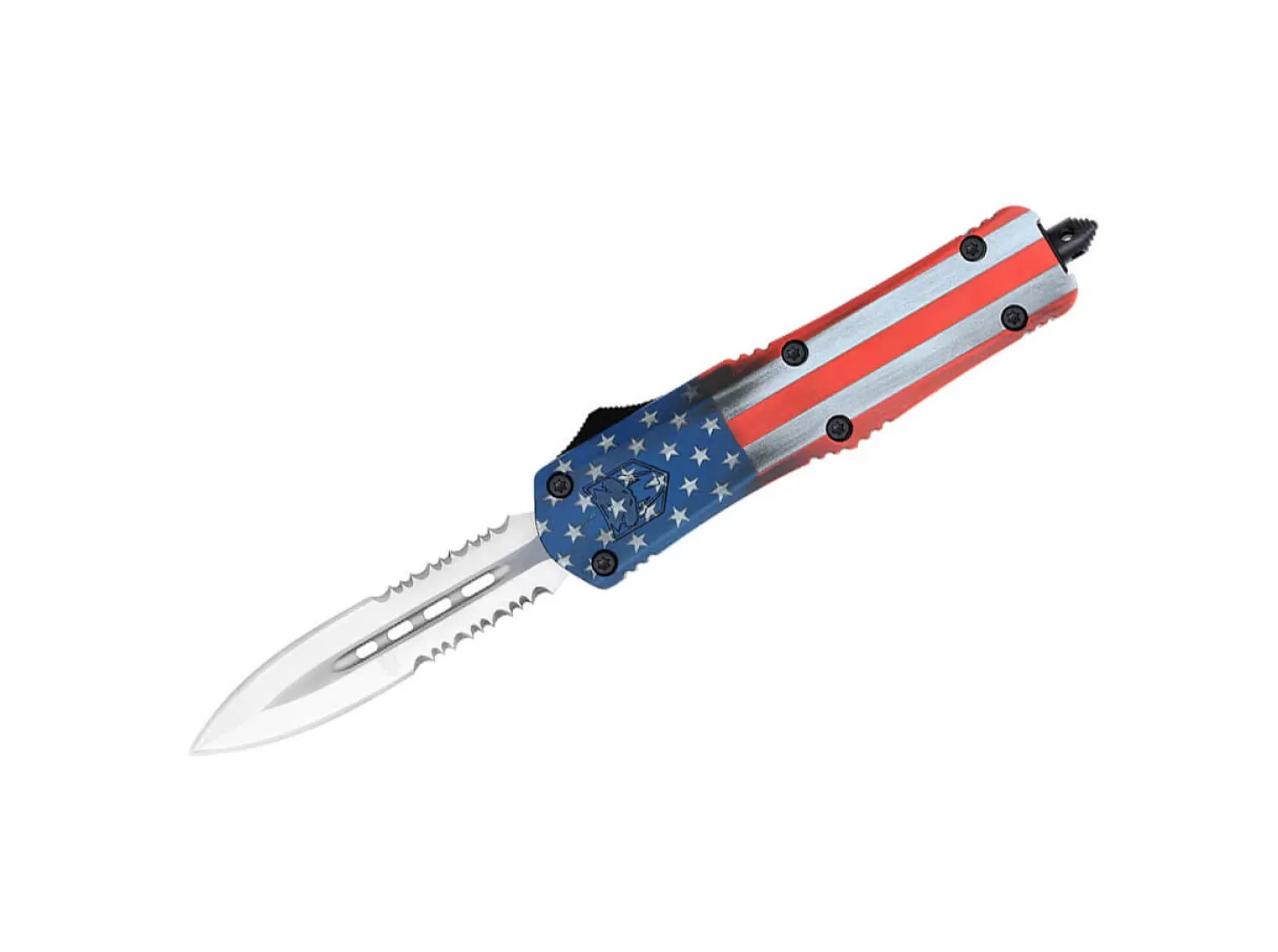 Fashion Medium FS-3 Cerakote American Flag Dagger 2-Sided Serrated OTF-Messer