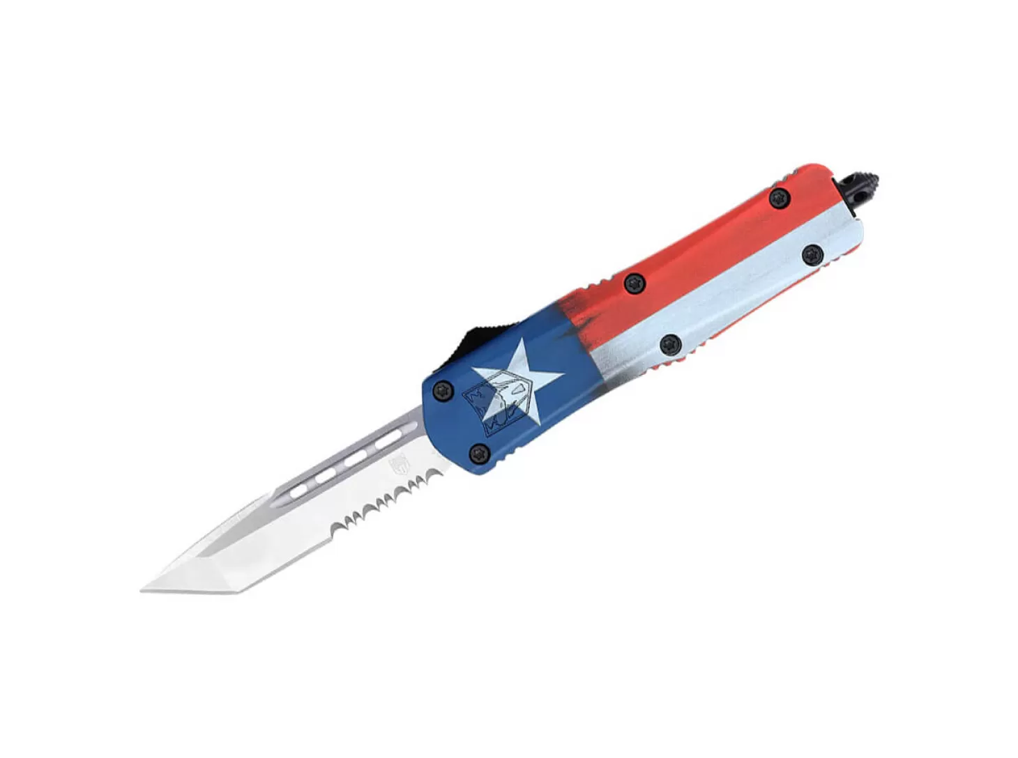 Discount Medium FS-3 Cerakote Texas Flag Tanto Serrated OTF-Messer