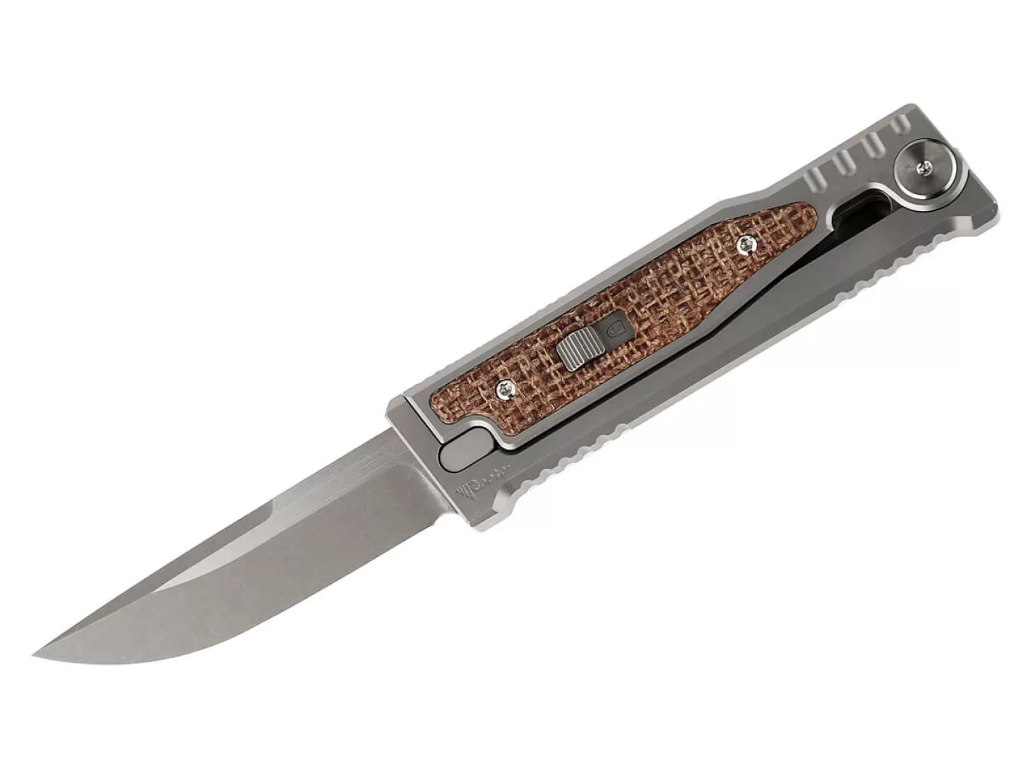 Fashion MINI-EXO Burlap Micarta Drop Point OTF-Messer