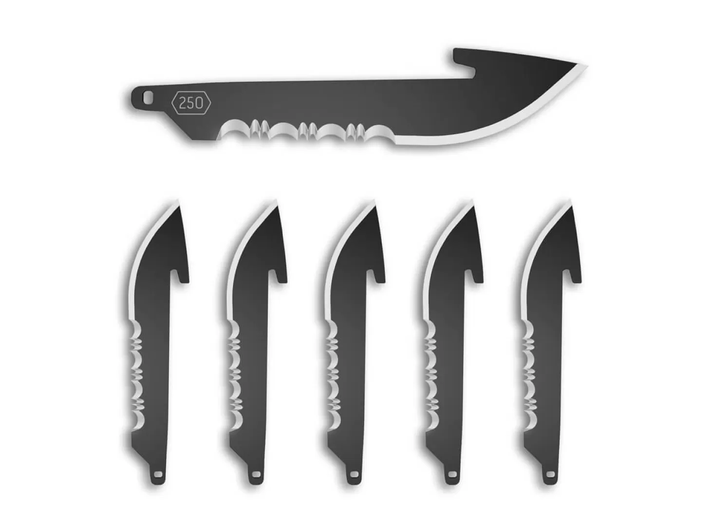 Store 2.5" Serrated Drop Point Replacement Blades 6-Pack Black Oxide Zubehör