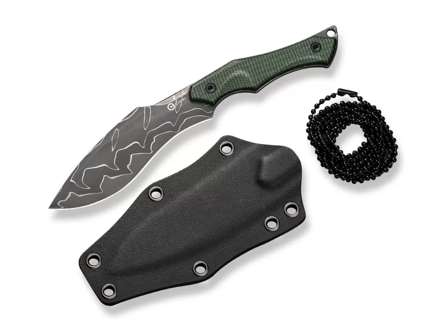 Best Sale Vaquita II Micarta Green Damascus Damastmesser