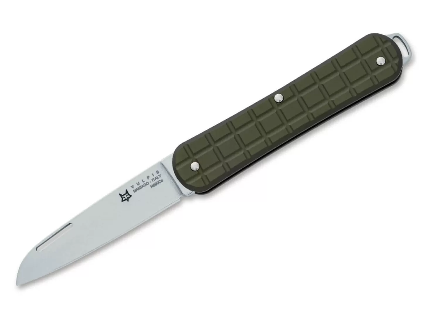 Cheap Vulpis 130 Grenade Pattern Aluminum Military Green Slipjoint-Messer