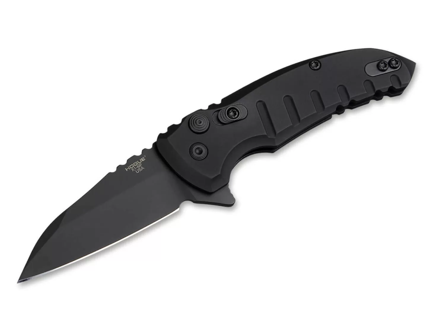 New X1 Microflip Wharncliffe All Black Taktische Messer